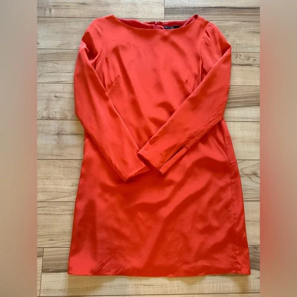 Tibi Dresses | Tibi Orange Long Sleeve Shift Dress Sz 6 | Color: Orange | Size: 6 | Betsylee2'S Closet